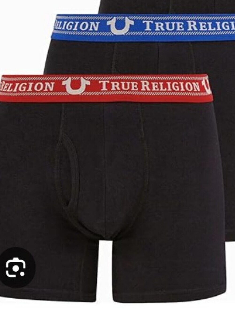 -- 3 True Religion Black Boxer Briefs with Branded Waistbands Men's Large Cotton